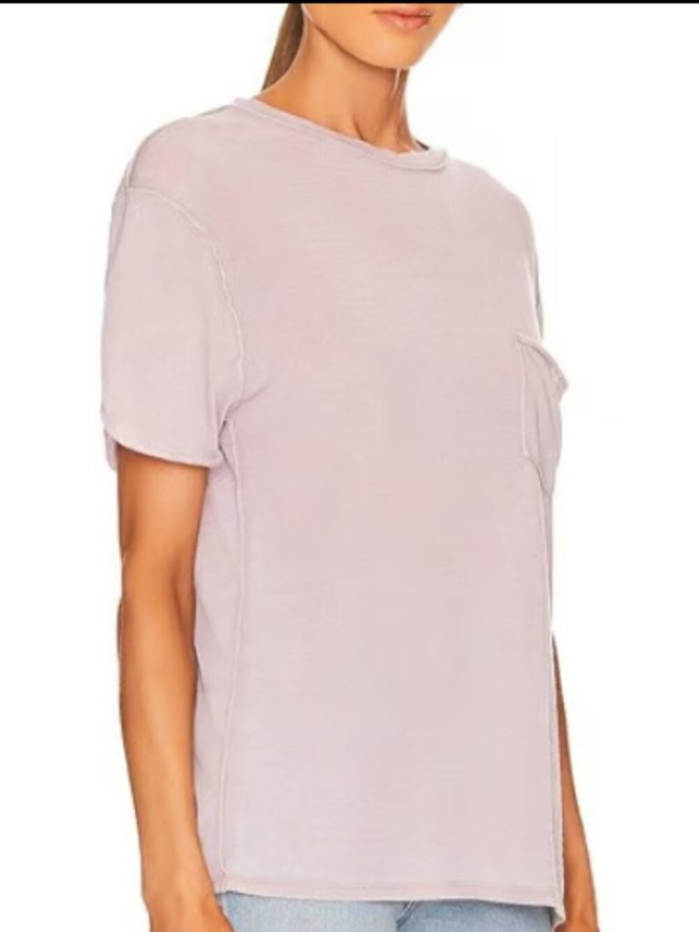 WE THE FREE PEOPLE VELLA TEE STRAWBERRY BROWN TAN PINK NEW POCKET OVERSIZE TOP L - Picture 4 of 8